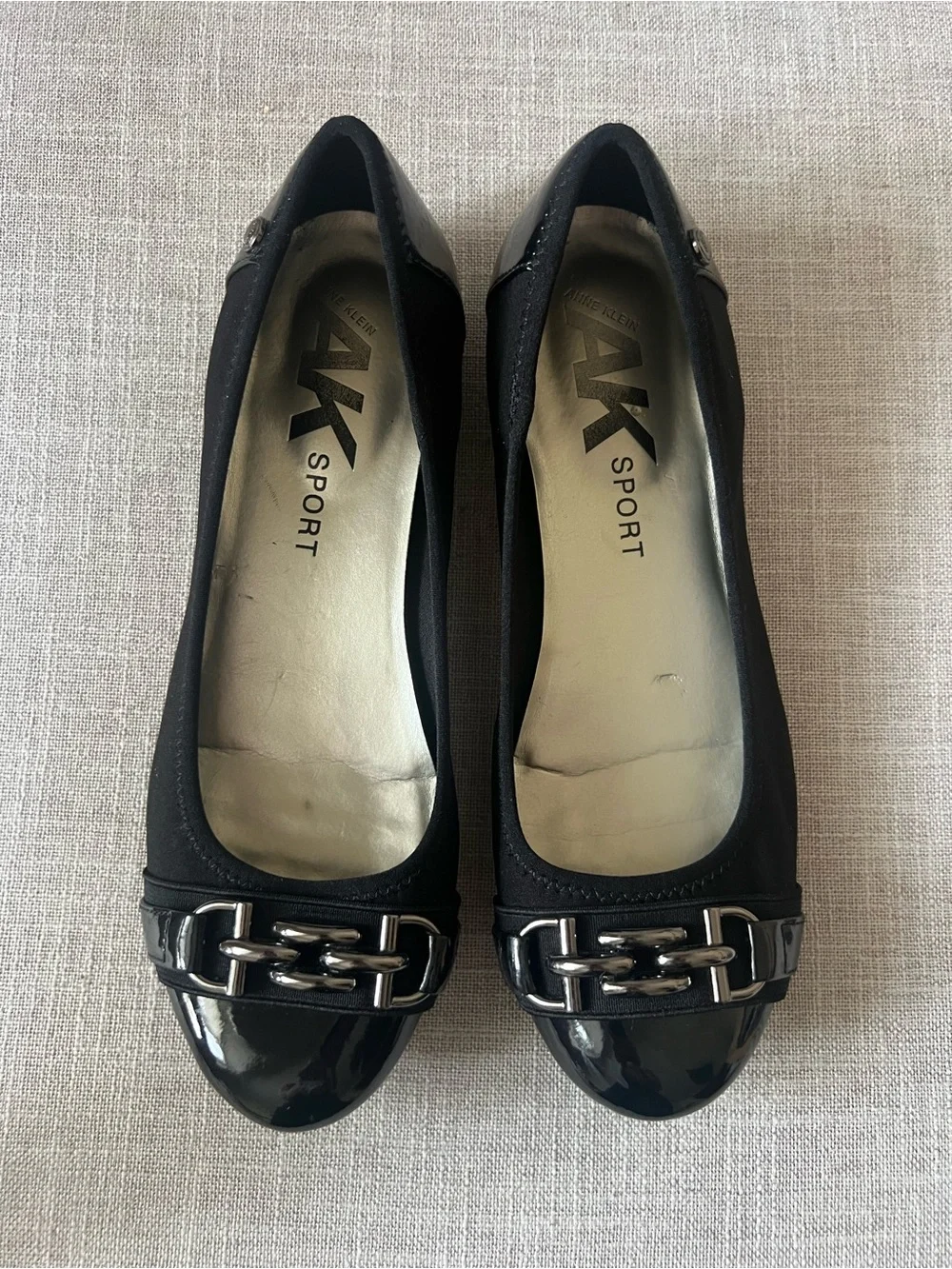 Anne Klein Sport office casual dress black Ballet Flats Silver Buckle Detail, 9